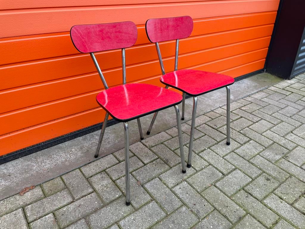 Retro formica stoelen 60s 70s, Ophalen, Twee, Overige materialen, Retro