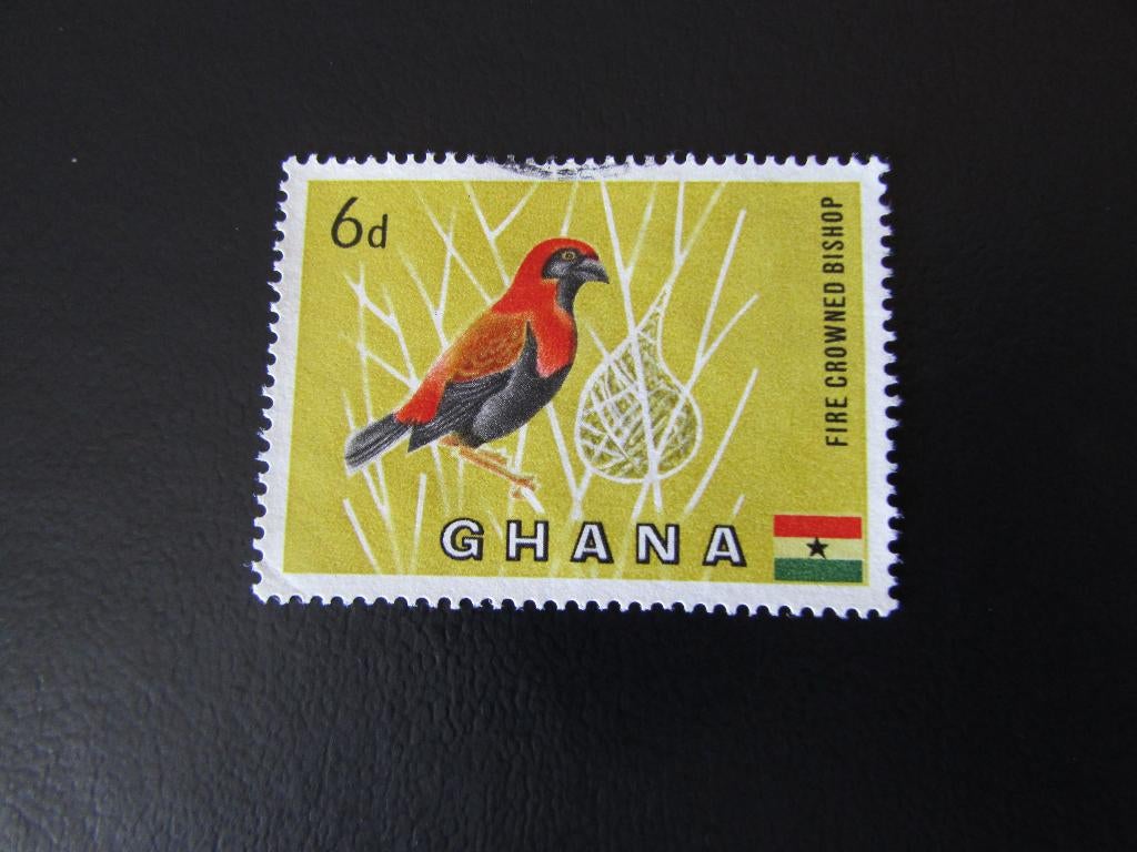 Postzegel Vogel: Zwartvleugel-Wever uit Ghana, Ophalen of Verzenden, Gestempeld, Dier of Natuur