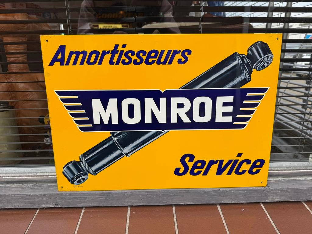 Vintage Monroe Schokdempers Reclamebord, Ophalen, Reclamebord, Gebruikt, .