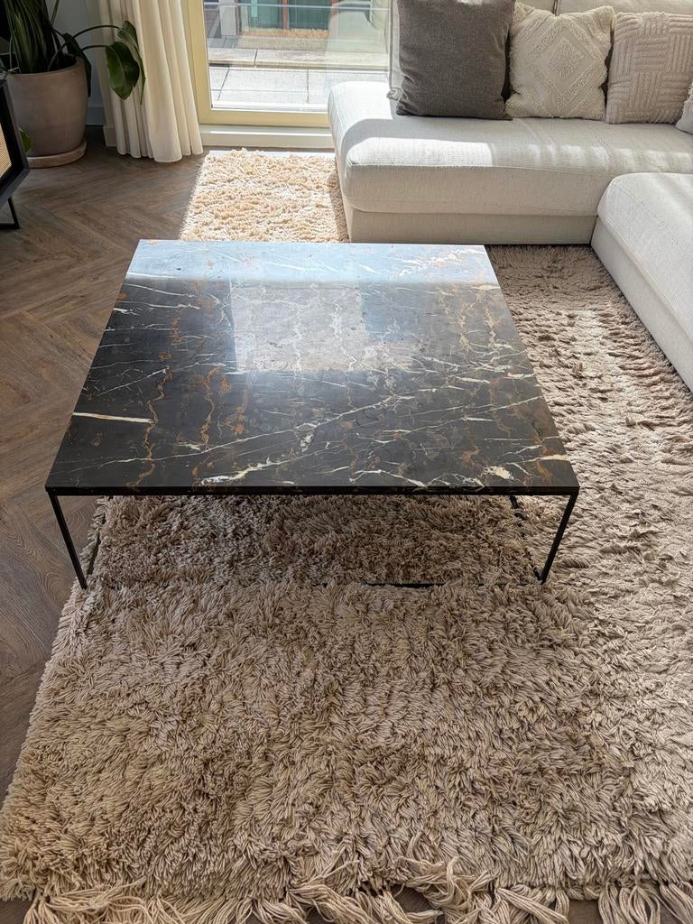 Moderne marmeren salontafel, La Redoute, Ophalen, Gebruikt, Vierkant, Metaal