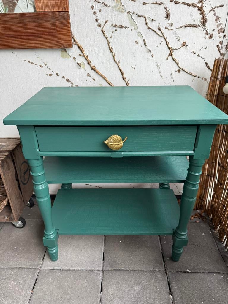 Houten ladekast groen, Huis en Inrichting, Kasten | Ladekasten, Ophalen, 1 of 2 laden, 50 tot 100 cm, Zo goed als nieuw