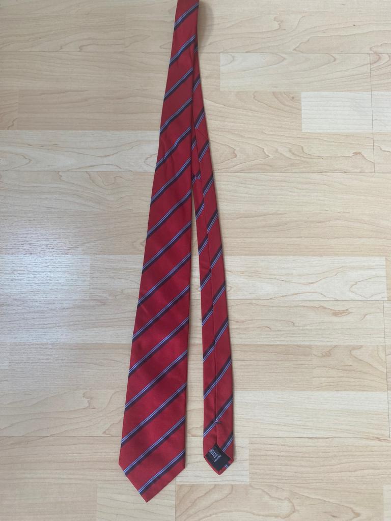 Harvey Lewis & Sons - Rode zijden stropdas, Harvey Lewis & Sons, Ophalen of Verzenden, Zo goed als nieuw, Met patroon