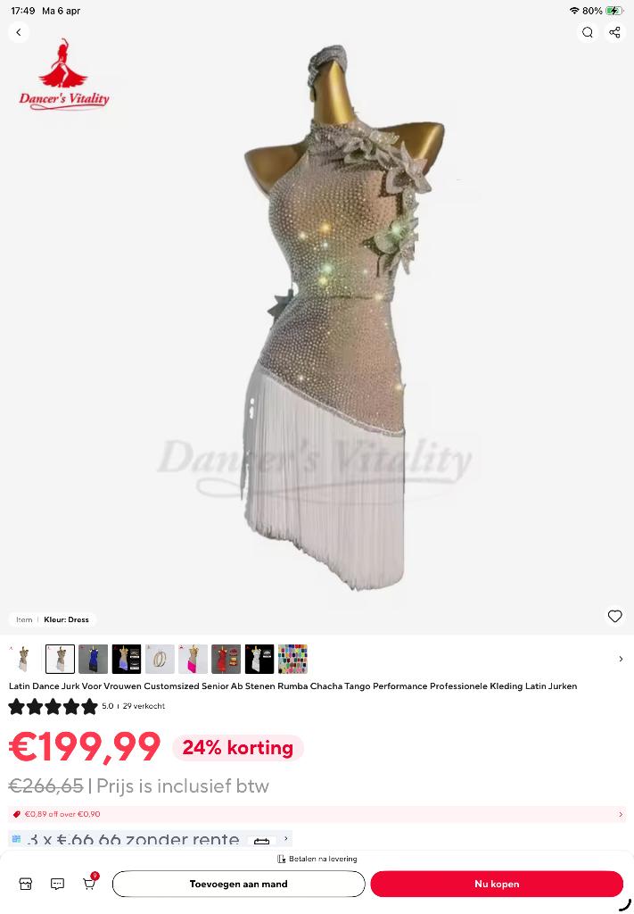 Latin jurk latinjurk s, Kleding | Dames, Jurken, Wit, Nieuw, Ophalen of Verzenden, Onbekend