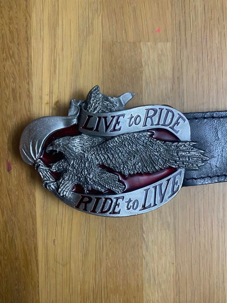 Zwarte riem met western gesp Eagle buckle, Zwart, Heupriem, Ophalen of Verzenden, Gedragen