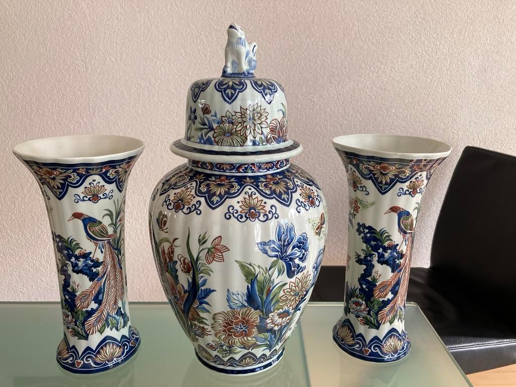 Prachtig  Vazen Set met Dekselpot vieux Rhodes Boch, Ophalen