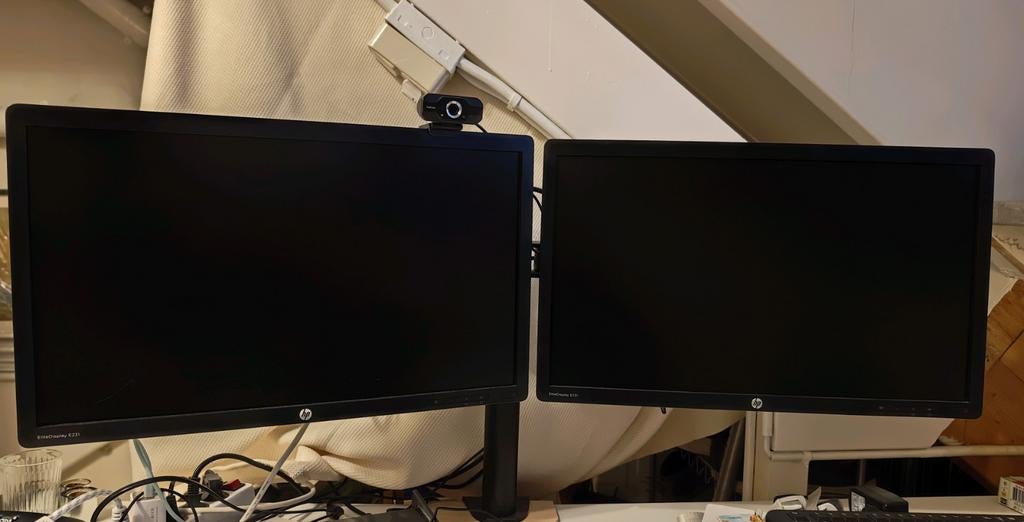 HP EliteDisplay E231 monitoren met houder en camera, Computers en Software, Monitoren, Ophalen of Verzenden