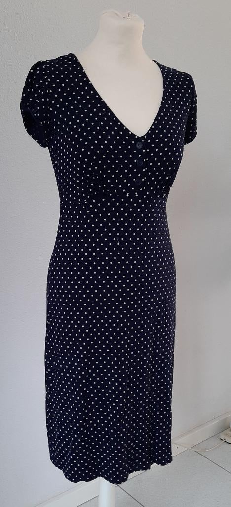 Agnes b maat 2 Donkerblauw met witte dots, Kleding | Dames, Ophalen, Blauw, Zo goed als nieuw, Knielengte