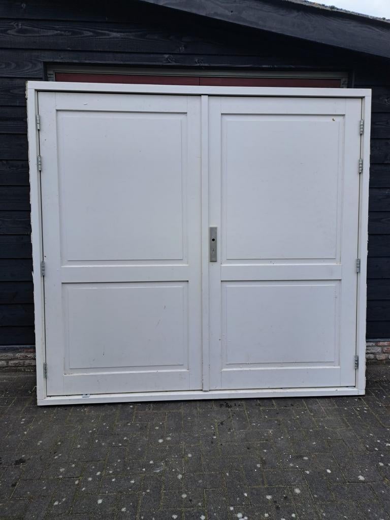 Hardhouten kozijn met dubbele deuren, Verzenden, 120 cm of meer, 200 tot 215 cm, Buitendeur