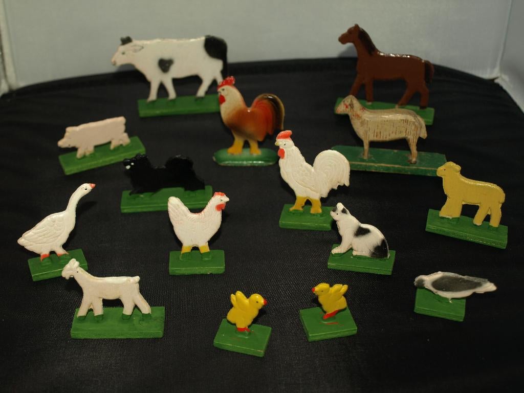 OUDE HOUTEN BOERDERIJ FIGUREN 15 STUKS, Ophalen of Verzenden