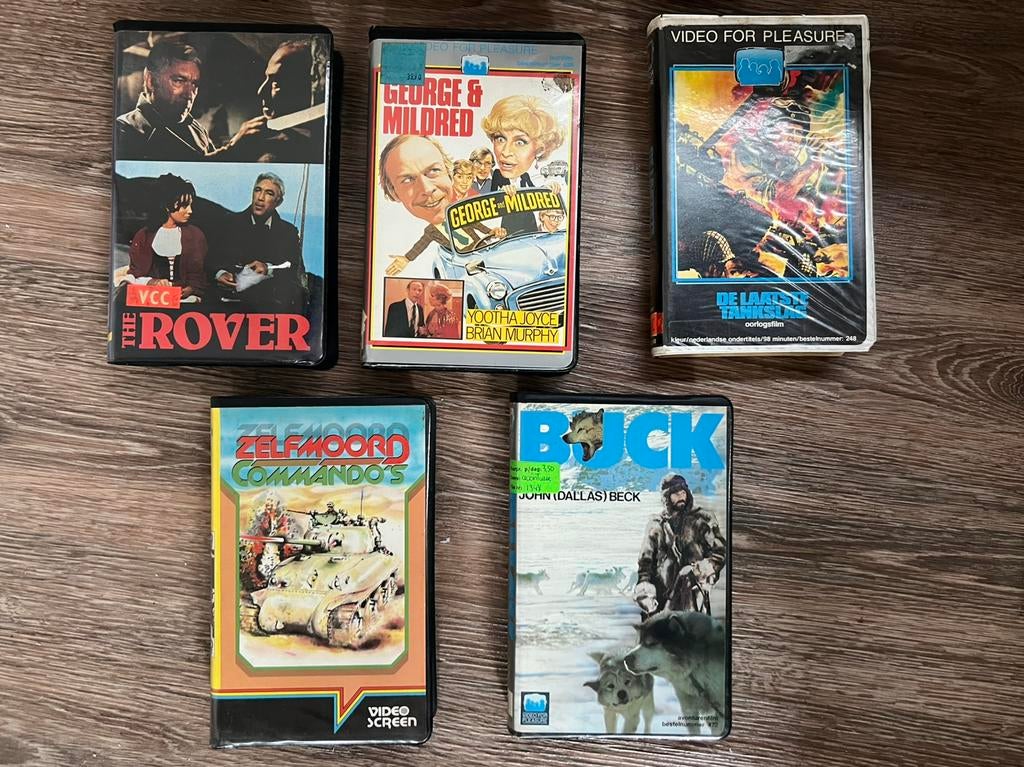 5x Ex-verhuur V2000 videobanden, Ophalen of Verzenden, Gebruikt, Overige typen