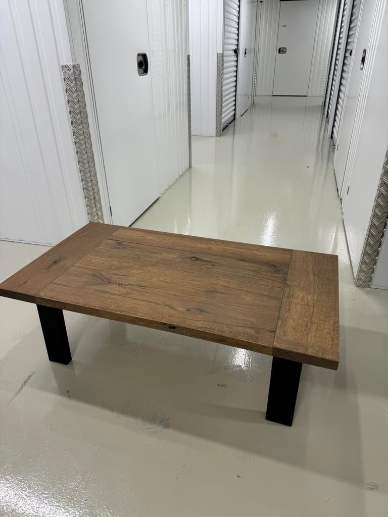 Salontafel massief Eiken hout – Grey Wash – Industrieel, 100 tot 150 cm, -, -, Eikenhout