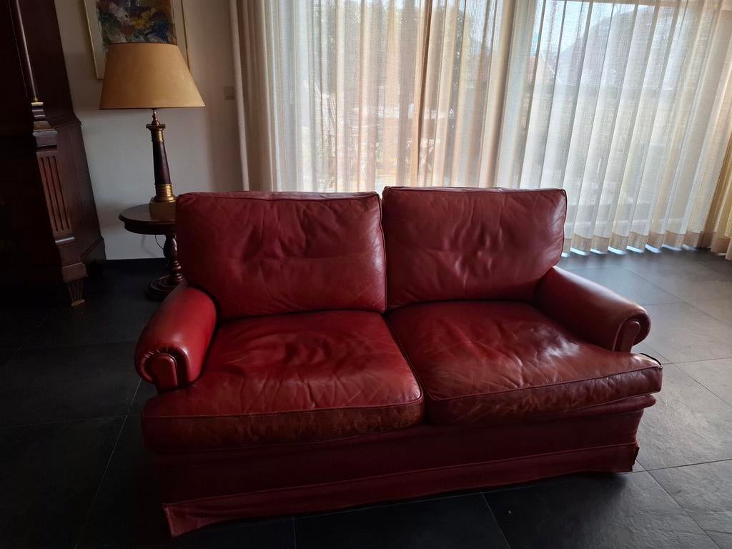 Vintage bankstel, Ophalen, Gebruikt, Leer