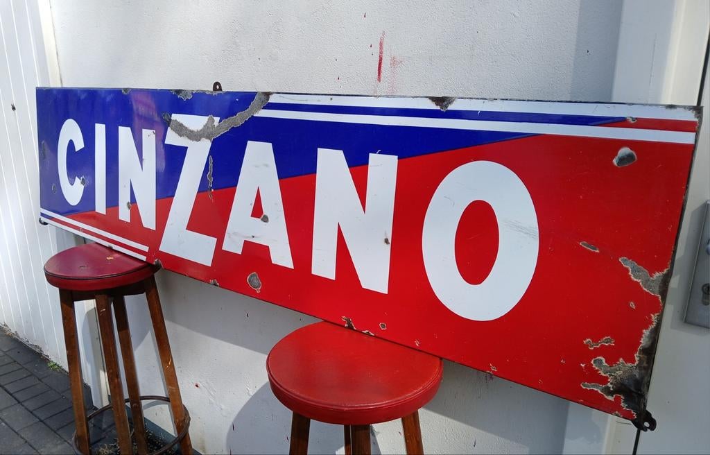 Emaillebord cinzano, Verzamelen, Merken en Reclamevoorwerpen, Gebruikt, Reclamebord, Ophalen