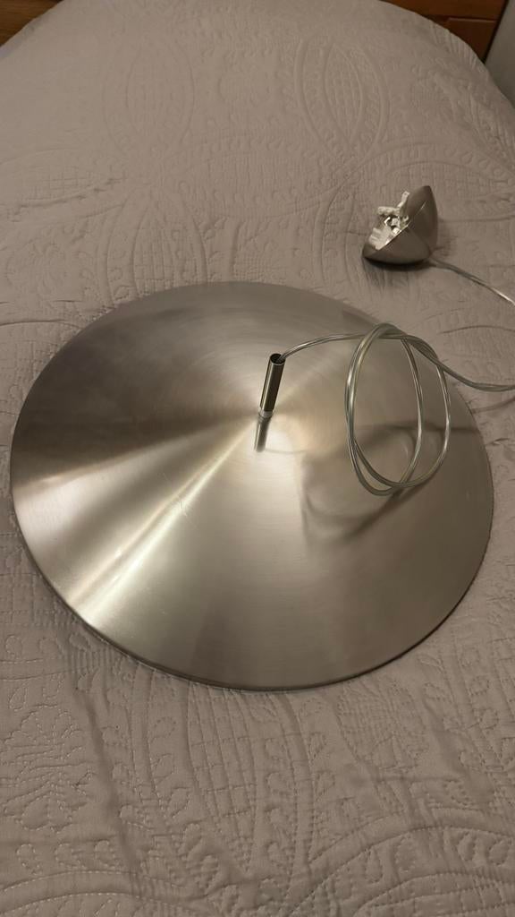 Hanglamp met ronde TL, onderkant van glas, Ophalen of Verzenden, Gebruikt, Glas, Minder dan 50 cm