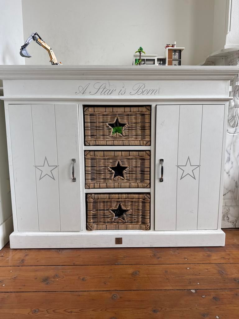 Commode Rivièra Maison met uitschuifbare plankjes, Ophalen, Gebruikt, 50 tot 70 cm, 100 cm of meer