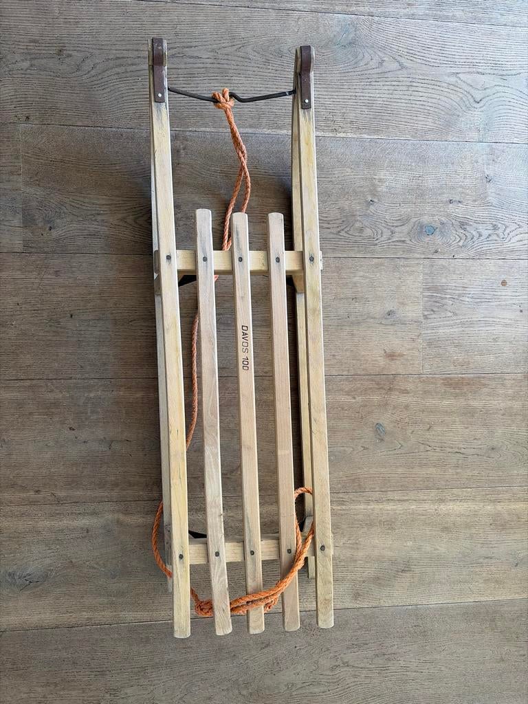 Vintage houten slee Davos 100, Ophalen, Gebruikt, Hout