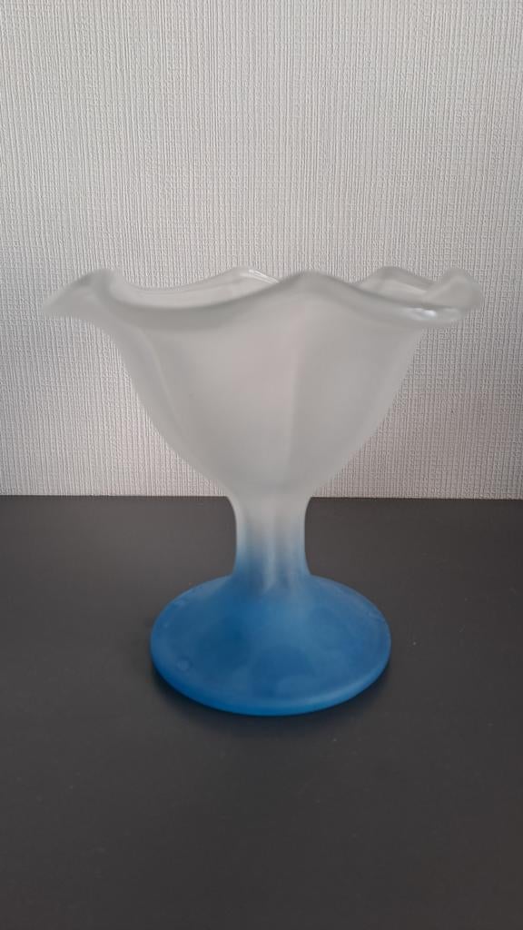 6 ijscoupes met blauwe voet, Overige typen, Ophalen of Verzenden, Overige stijlen, Glas