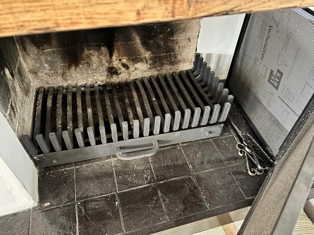 Gietijzeren haardrooster met accessoires en aslade, Ophalen, Gebruikt, Vrijstaande haard, Houthaard