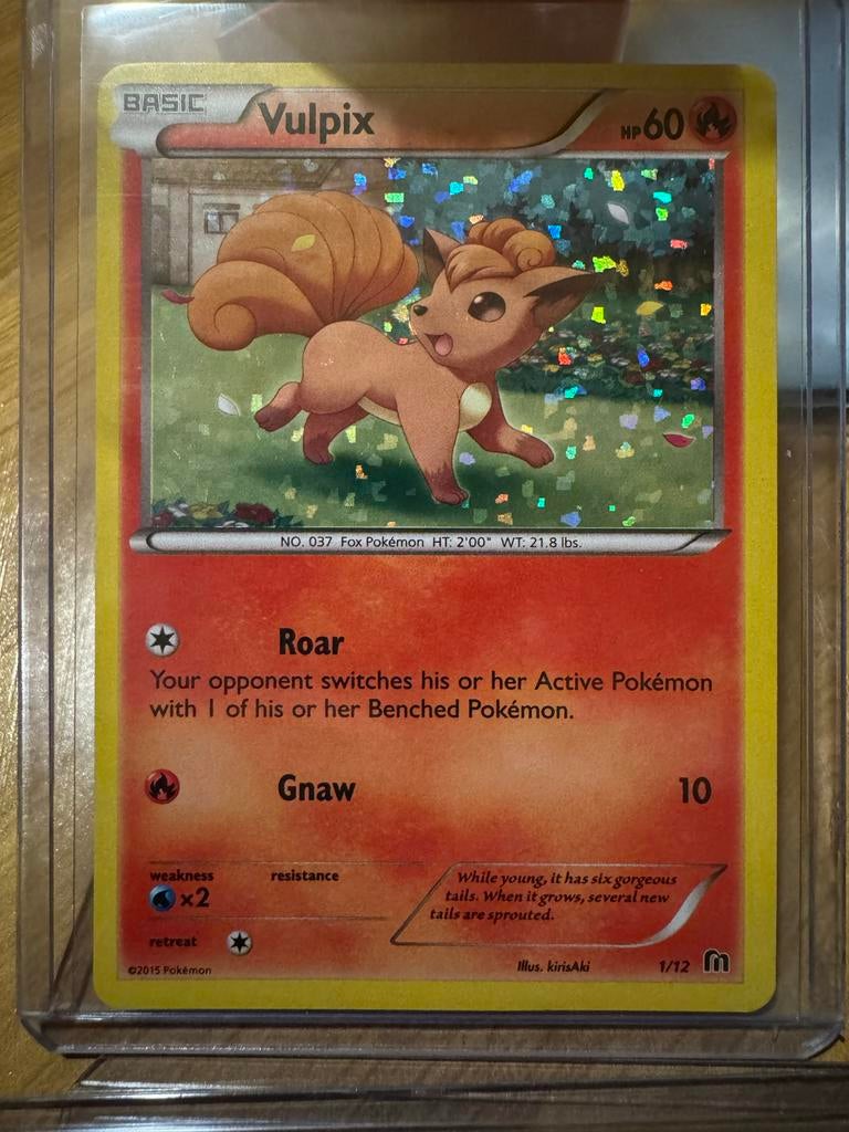 Pokémon kaart Vulpix 1/12 McDonalds promo 2015, Ophalen of Verzenden, Zo goed als nieuw, Losse kaart, Foil