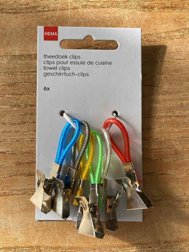 Hema theedoek handdoek clips nieuw, Ophalen of Verzenden, Nieuw, Overige kleuren, Theedoek of Handdoek