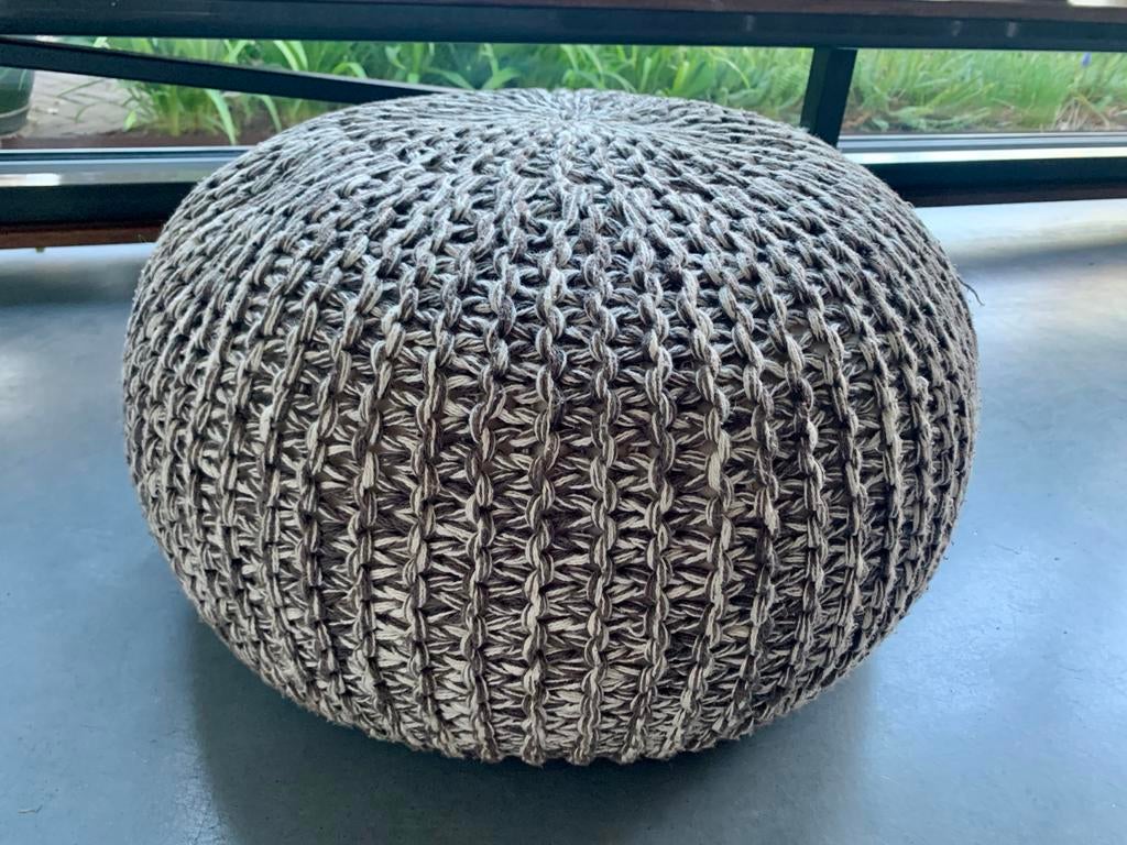 Poef/zitzak van grof gebreid katoen, Ophalen, Gebruikt, Grijs, Zitzak