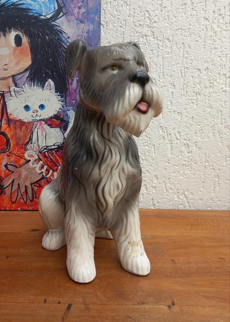 Leuk beeld. Schnauzer. Hond. Keramiek. Vintage, Ophalen of Verzenden, Zo goed als nieuw, Dier