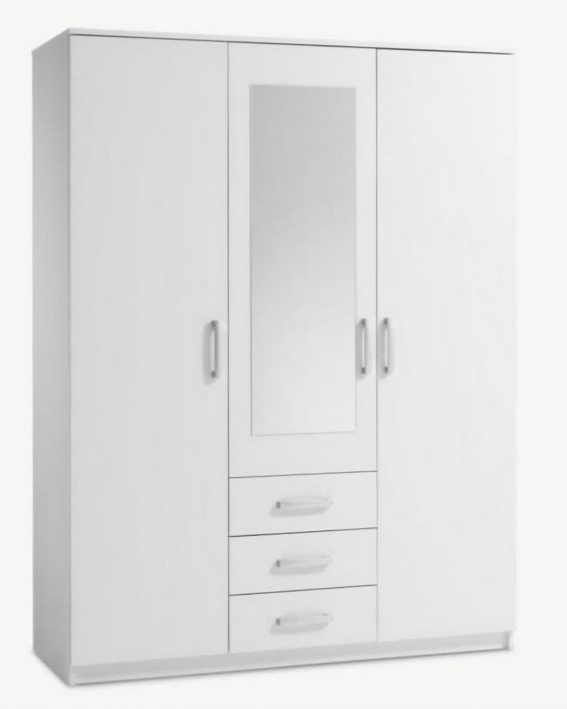 Witte 3 deurs kledingkast, Huis en Inrichting, Kasten | Kledingkasten, Ophalen, 50 tot 75 cm, Met hangruimte, 200 cm of meer