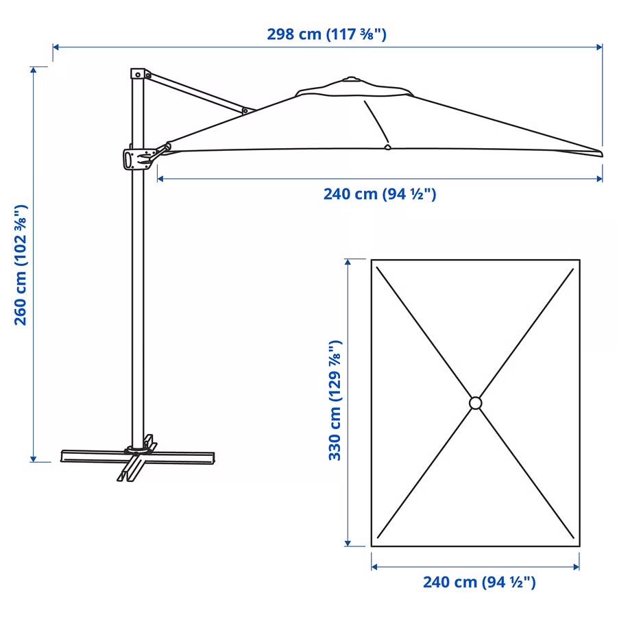 IKEA SEGLARÖ zweefparasol met voet - Beige - 240x240 cm, Tuin en Terras, Parasols, Ophalen, Gebruikt, Kantelbaar, 2 tot 3 meter