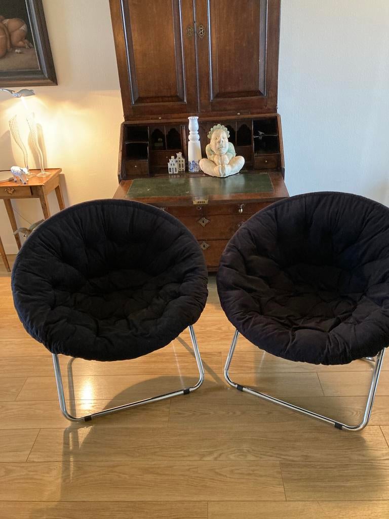2 Design kuipstoelen fauteuils inklapbaar., Huis en Inrichting, Fauteuils, Ophalen, 75 tot 100 cm, 50 tot 75 cm