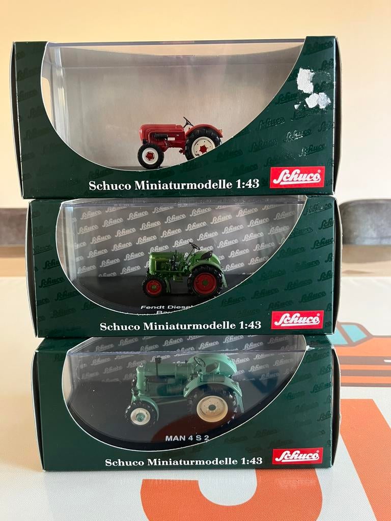Setje tractors Porsche Fendt MAN Schuco, Ophalen of Verzenden, Zo goed als nieuw, Tractor of Landbouw, Schuco