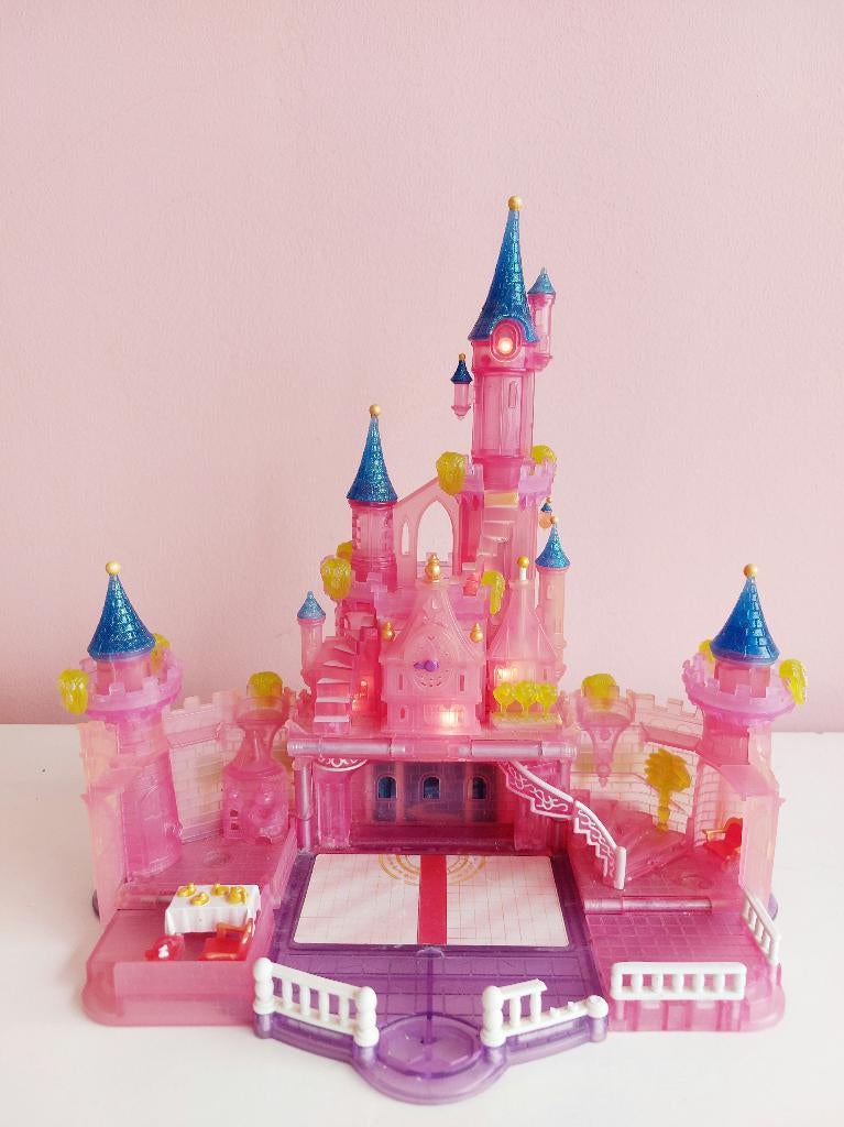 Polly Pocket roze Disney Cinderella kasteel, met verlichting, Ophalen of Verzenden, Gebruikt