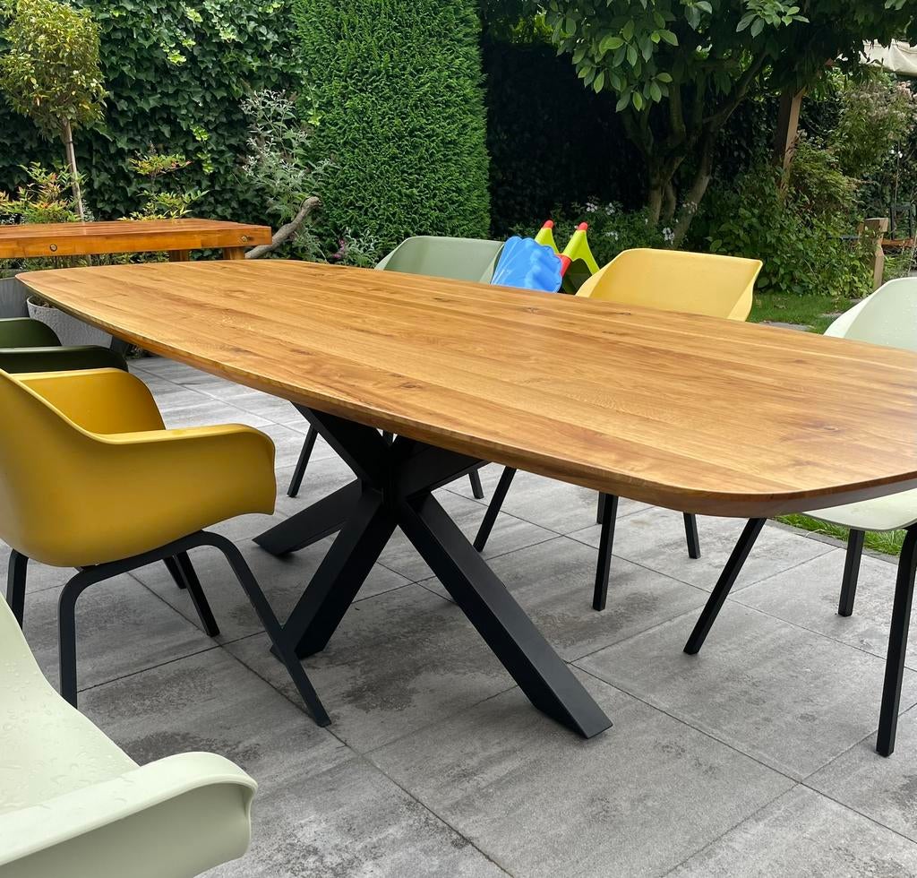 Eiken Buitentafels (Deens) OVAAL- Puur Massief - Matrix Poot, Tuin en Terras, Tuintafels, Ophalen of Verzenden, Nieuw, Ovaal, Hout