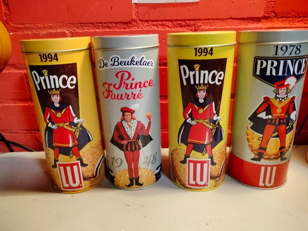 Voorraadbussen koekblikken Prince De Beukelaer., Verzamelen, Ophalen of Verzenden, Gebruikt, Koek(jes), Overige merken