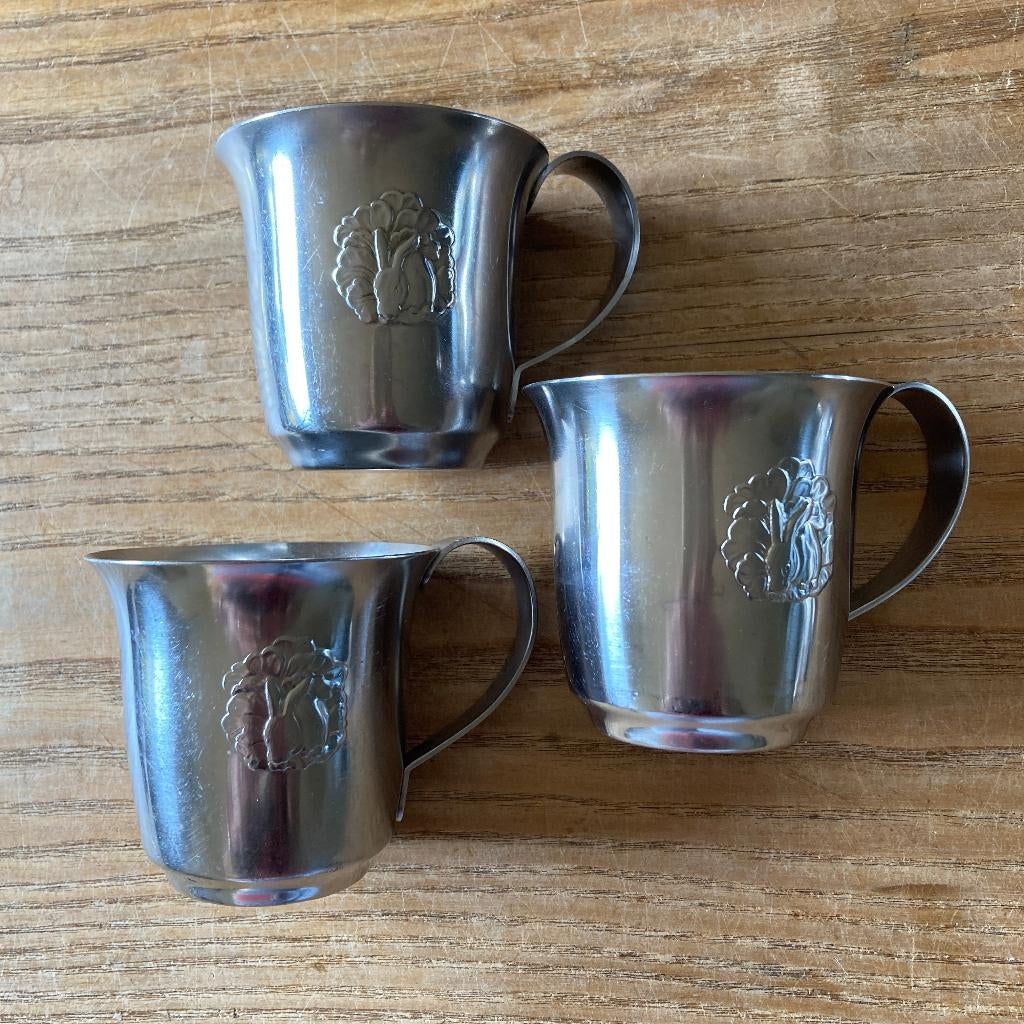 Vintage Gero Zilmeta metalen bekertje kinderbeker konijn, Ophalen of Verzenden