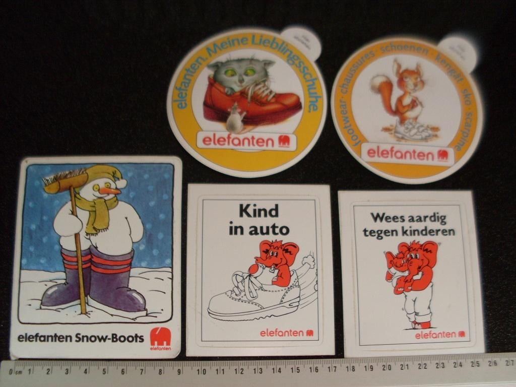 5x sticker elefanten logo humor schoenen shoes, Ophalen of Verzenden, Zo goed als nieuw, Merk