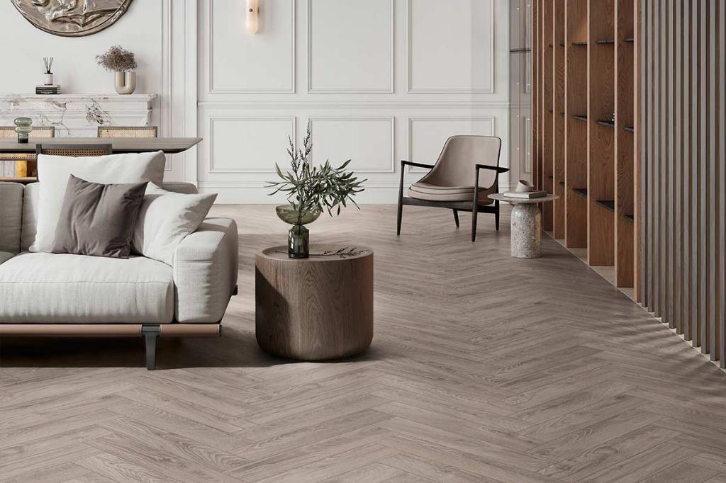 38,34m2 Visgraat Laminaat Raby Oak 10mm dik 54pak = €460, Visgraat laminaat 10mm dik grijs, Nieuw, Ophalen of Verzenden, 25 tot 50 m²