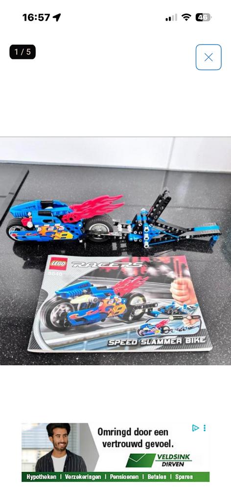LEGO Racers 8646 Speed Slammer Bike, Ophalen of Verzenden, Zo goed als nieuw, Elektrisch, Overige merken