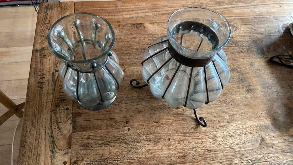 Twee Venetiaanse vazen, Ophalen of Verzenden, Gebruikt, Overige materialen, Minder dan 25 cm