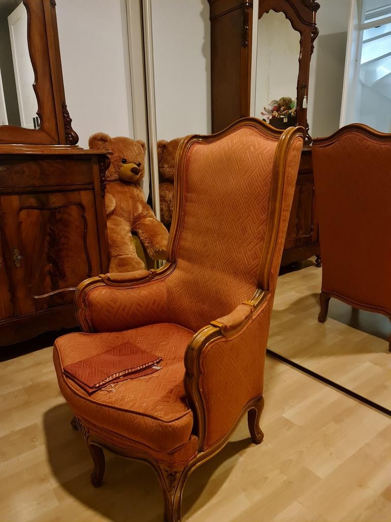 Bergère in Lodewijk XV-stijl, Huis en Inrichting, Fauteuils, Gebruikt, Hout, Stof, Minder dan 50 cm, Minder dan 75 cm, Ophalen