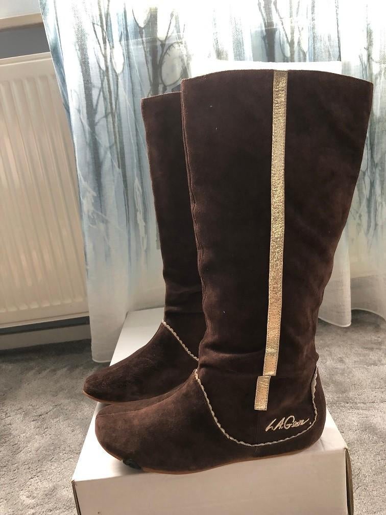 Gave Nieuwe Suede/Leergevoerde bruine laarzen 39 L.A.Gear, Hoge laarzen, Bruin, L.A Gear, Nieuw