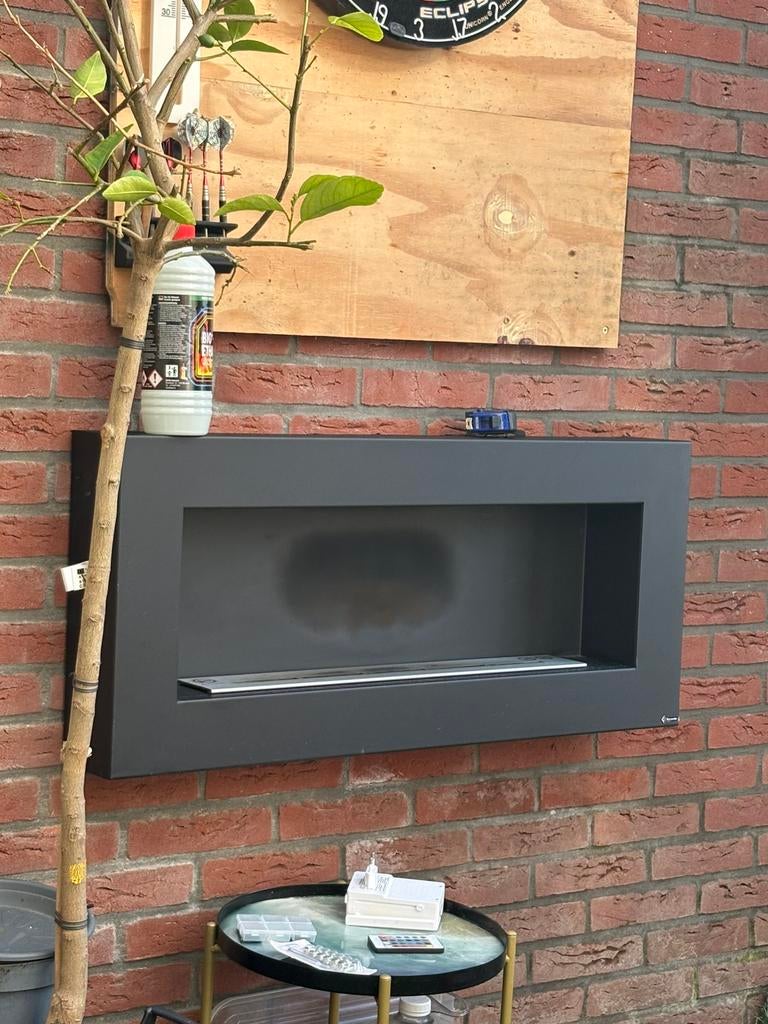 Mooie Bio-ethanol haard - 90 x 40 x 12 cm, Huis en Inrichting, Kachels, Ophalen, Gebruikt, Overige brandstoffen, Hangend