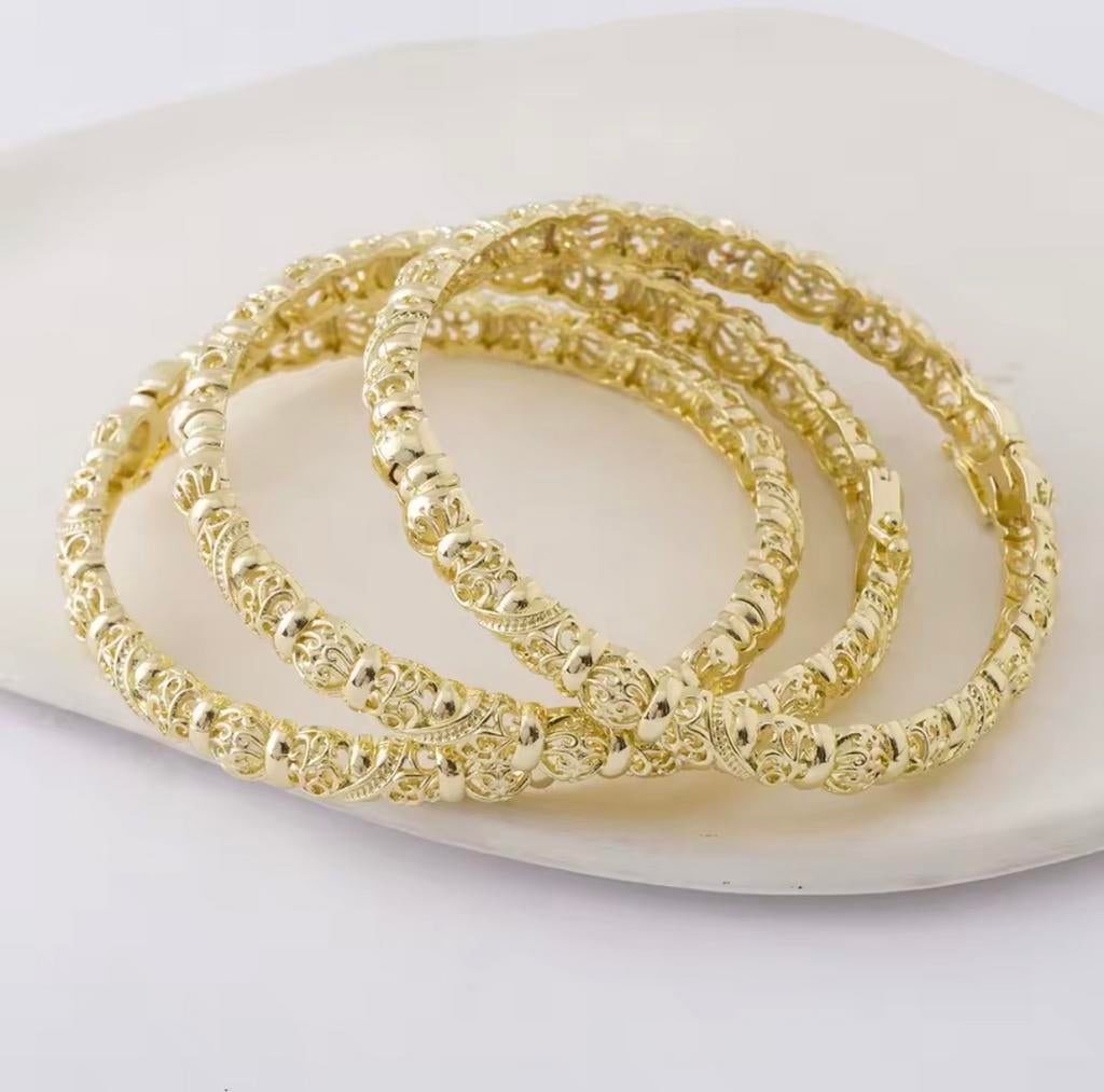 Gouden marokaanse beldi armbandenset 3st omhuld met goud, Ophalen of Verzenden, Nieuw, Goud