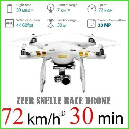 Kamera Race Drone Quadcopter 72/km/h - 20MP - 30min. - RTF, Ophalen of Verzenden, Nieuw, RTF (Ready to Fly)