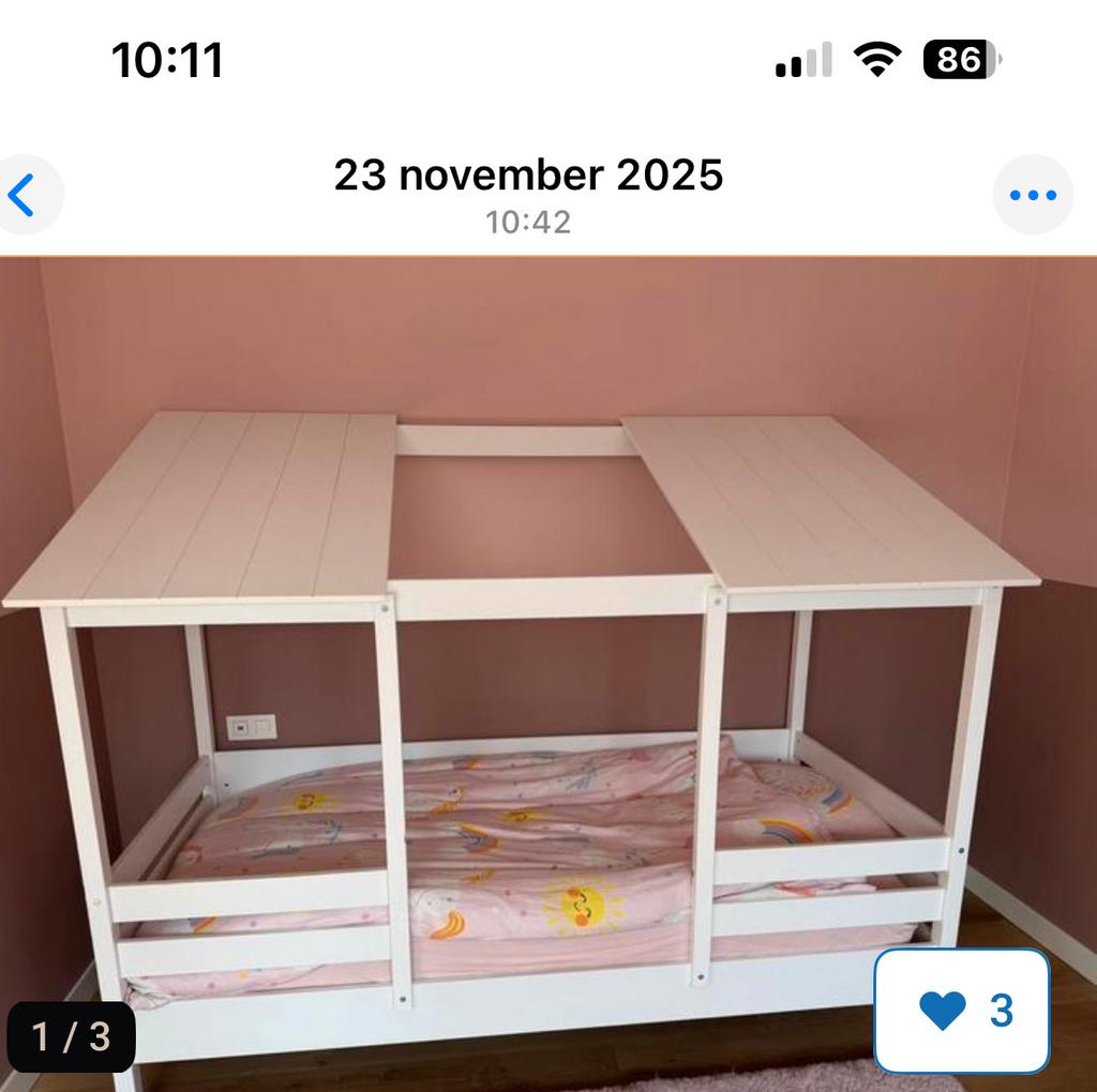 Huis bed te koop - past helaas niet in nieuwe woning, Ophalen, 85 tot 100 cm, Gebruikt, Lattenbodem