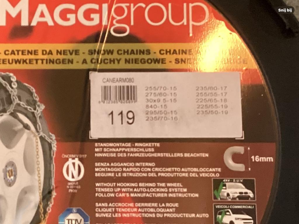 Sneeuwkettingen, Auto diversen, Sneeuwkettingen, Ophalen of Verzenden, Zo goed als nieuw