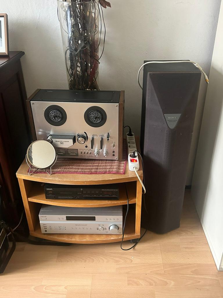 Vintage Sony Speakers met Radio + Tafel, Ophalen, Gebruikt, Front, Rear of Stereo speakers, Sony