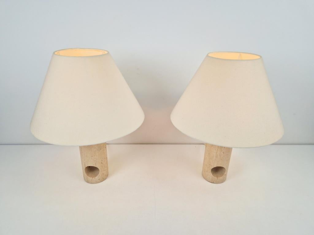 2 x Vintage fratelli mannelli tafellamp travertijn Italy ´70, N, Overige materialen, Ophalen of Verzenden, N