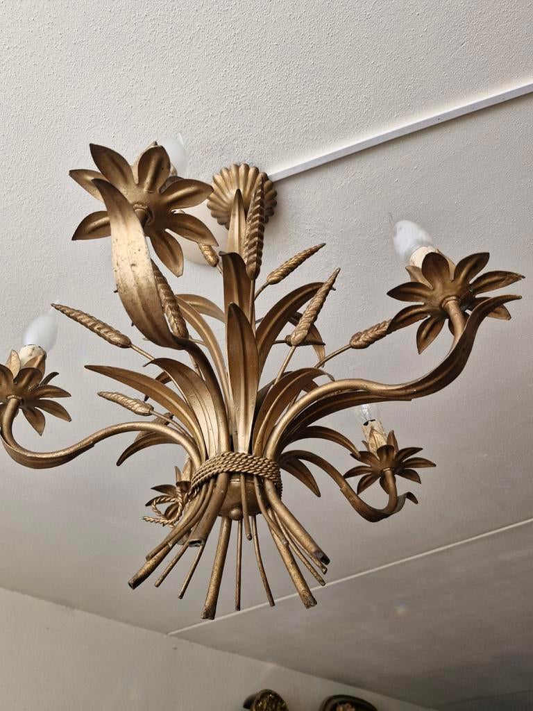 Hans kögl kroonluchter verguld goud kleur met 5 lampen, Ophalen of Verzenden, Zo goed als nieuw