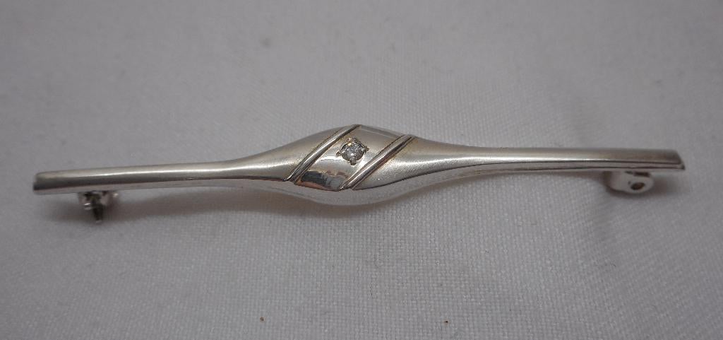 Zilveren modernist K&L broche nr.1706, Sieraden, Tassen en Uiterlijk, Broches, 4 tot 7 cm, Verzenden, Zo goed als nieuw, Zilver