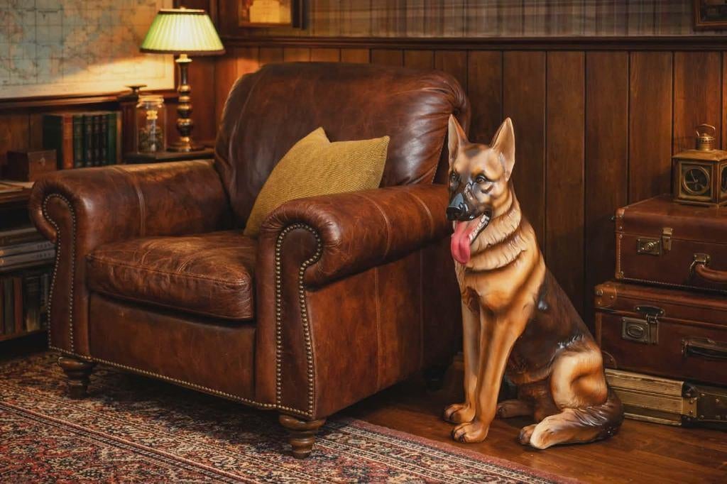 Handmade Italy midcentury porseleinen beeld herdershond., Ophalen